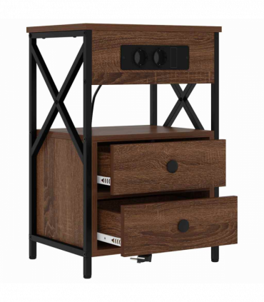 vidaXL Bedside Cabinet Brown oak 40 x 31 x 60 cm Engineered wood