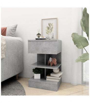 vidaXL Bedside Cabinet Concrete Grey 40x35x65 cm Engineered Wood