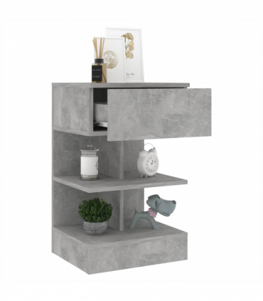 vidaXL Bedside Cabinet Concrete Grey 40x35x65 cm Engineered Wood