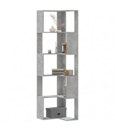 vidaXL Corner Bookcase 5-Tier Concrete Grey 50x50x179 cm Engineered Wood