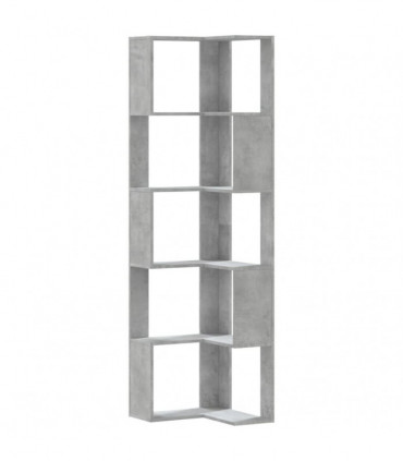 vidaXL Corner Bookcase 5-Tier Concrete Grey 50x50x179 cm Engineered Wood