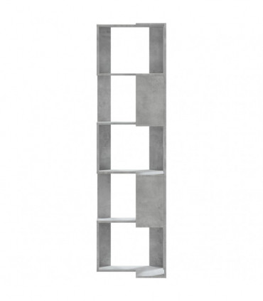vidaXL Corner Bookcase 5-Tier Concrete Grey 50x50x179 cm Engineered Wood