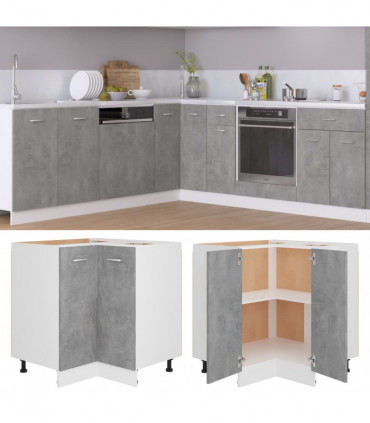 vidaXL Corner Bottom Cabinet Concrete Grey 75.5x75.5x81.5 cm Engineered Wood