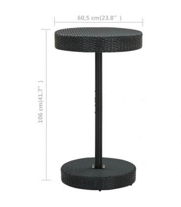 vidaXL Garden Table Black 60.5x106 cm Poly Rattan