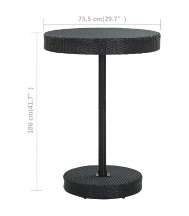 vidaXL Garden Table Black 75.5x106 cm Poly Rattan