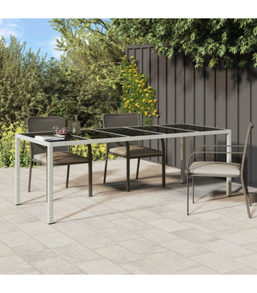 vidaXL Garden Table White 250x100x75 cm Poly Rattan and Tempered Glass