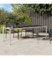 vidaXL Garden Table White 250x100x75 cm Poly Rattan and Tempered Glass