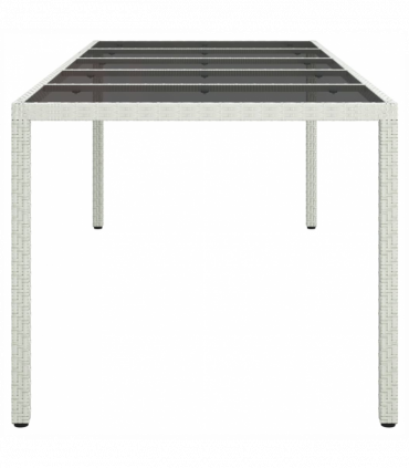vidaXL Garden Table White 250x100x75 cm Poly Rattan and Tempered Glass