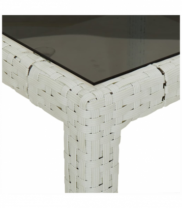vidaXL Garden Table White 250x100x75 cm Poly Rattan and Tempered Glass