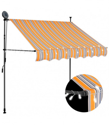 vidaXL Manual Retractable Awning with LED 150 cm Yellow and Blue
