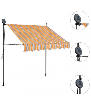 vidaXL Manual Retractable Awning with LED 150 cm Yellow and Blue