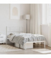 vidaXL Metal Bed Frame with Headboard White 90x200 cm