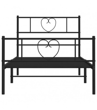 vidaXL Metal Bed Frame with Headboard and Footboard Black 100x190 cm