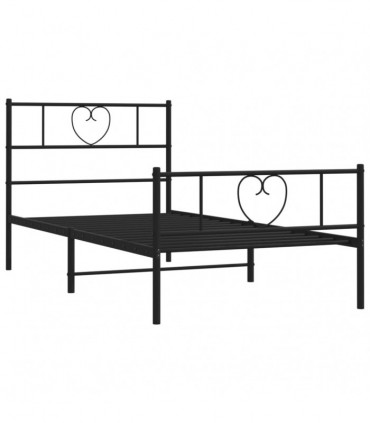 vidaXL Metal Bed Frame with Headboard and Footboard Black 80x200 cm