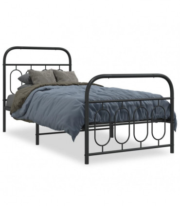vidaXL Metal Bed Frame with Headboard and Footboard Black 80x200 cm