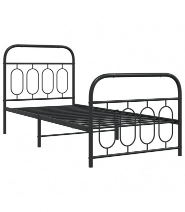 vidaXL Metal Bed Frame with Headboard and Footboard Black 80x200 cm