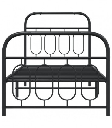 vidaXL Metal Bed Frame with Headboard and Footboard Black 80x200 cm