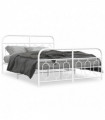 vidaXL Metal Bed Frame with Headboard and Footboard White 140x200 cm