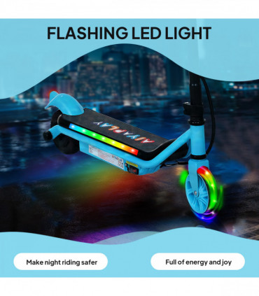 AIYAPLAY Electric Scooter for 6-14 with Dual Brakes & Colourful Light, Blue
