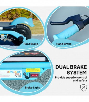 AIYAPLAY Electric Scooter for 6-14 with Dual Brakes & Colourful Light, Blue