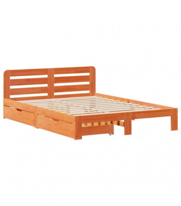 vidaXL Bed Frame without Mattress Wax Brown 150x200 cm King Size Solid Wood Pine