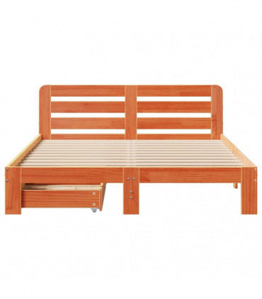 vidaXL Bed Frame without Mattress Wax Brown 150x200 cm King Size Solid Wood Pine