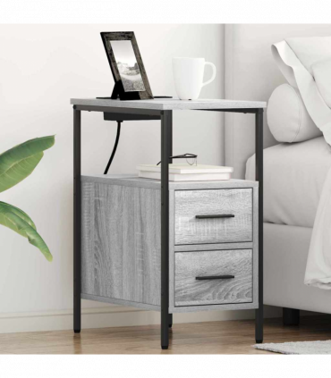 vidaXL Bedside Cabinet Grey sonoma 30 x 48 x 61 cm Engineered wood