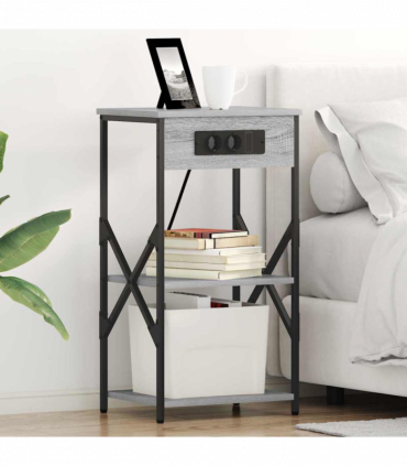 vidaXL Bedside Cabinet Grey sonoma 41 x 31 x 76 cm Engineered wood