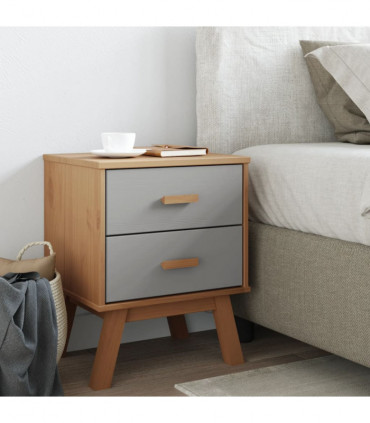 vidaXL Bedside Cabinet OLDEN Grey and Brown Solid Wood Pine