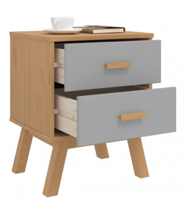vidaXL Bedside Cabinet OLDEN Grey and Brown Solid Wood Pine