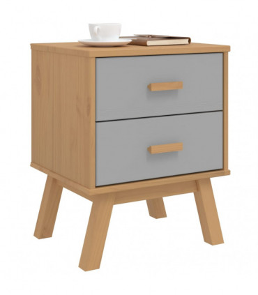 vidaXL Bedside Cabinet OLDEN Grey and Brown Solid Wood Pine
