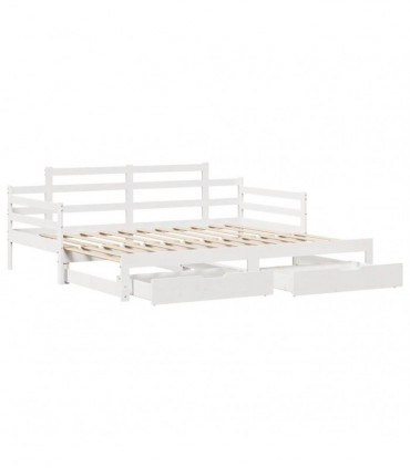 vidaXL Daybed with Trundle and Drawers without Mattress White 90x200 cm