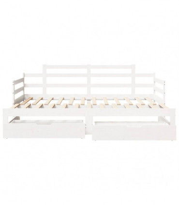vidaXL Daybed with Trundle and Drawers without Mattress White 90x200 cm