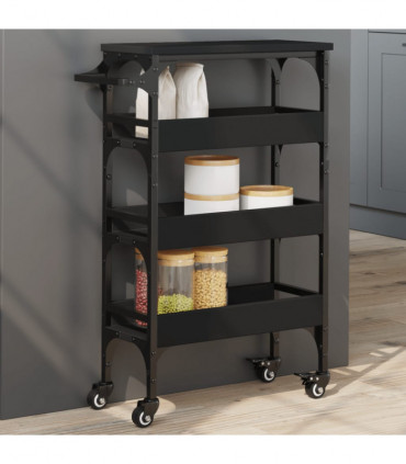 vidaXL Kitchen Trolley Black 53x20x76 cm Engineered Wood