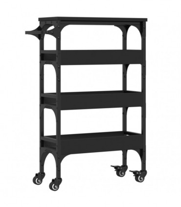 vidaXL Kitchen Trolley Black 53x20x76 cm Engineered Wood