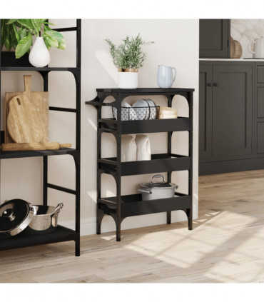 vidaXL Kitchen Trolley Black 53x20x76 cm Engineered Wood