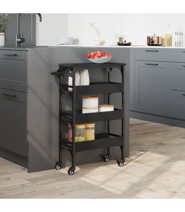 vidaXL Kitchen Trolley Black 53x20x76 cm Engineered Wood