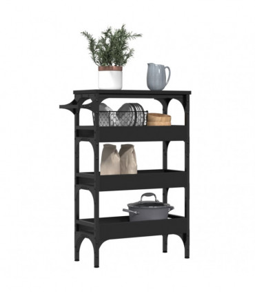 vidaXL Kitchen Trolley Black 53x20x76 cm Engineered Wood