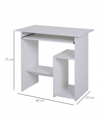 Computer Desk, 73.5H cm-White, Thick particleboard, 80L x 45W, Melamine Surface