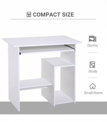 Computer Desk, 73.5H cm-White, Thick particleboard, 80L x 45W, Melamine Surface