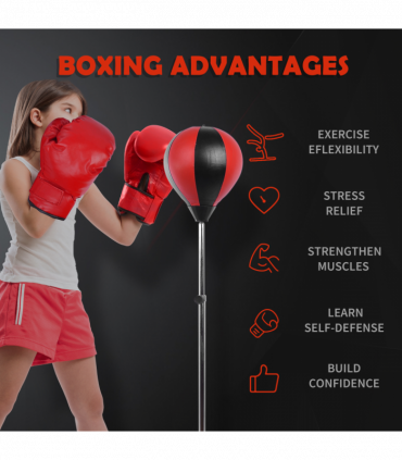 Adjust Kids Training Boxing Punching Ball Bag Boxing Punching w/ Gloves HOMCOM