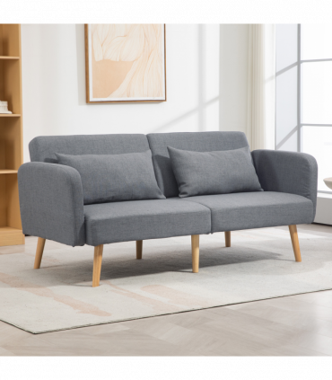 HOMCOM Convertible Sofa Bed Settee with Cushions, Adjustable Backrest, Grey