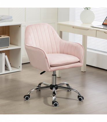HOMCOM Office Chair, Swivel Desk Chair w/ Adjustable Height, Pink