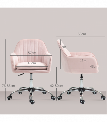 HOMCOM Office Chair, Swivel Desk Chair w/ Adjustable Height, Pink