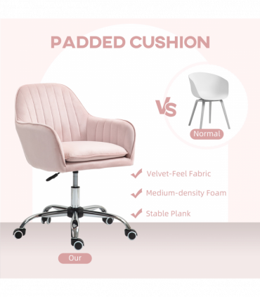 HOMCOM Office Chair, Swivel Desk Chair w/ Adjustable Height, Pink