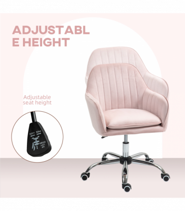 HOMCOM Office Chair, Swivel Desk Chair w/ Adjustable Height, Pink