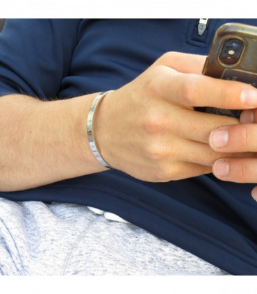 Men's Solid Stainless Steel Silver Bangle