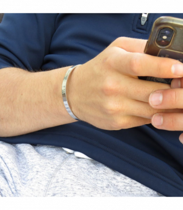 Men's Solid Stainless Steel Silver Bangle