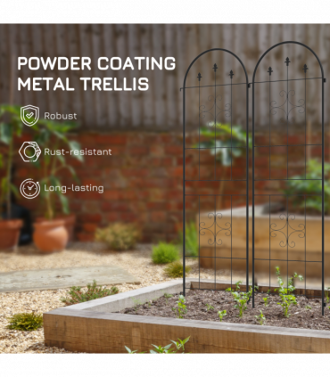 Outsunny Set of 2 Metal Trellis for Climbing Plants, Arrow Design