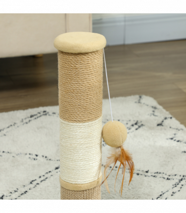 PawHut 47cm Tall Cat Scratching Post for Indoor Cats, with Sisal Rope, Brown